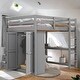 preview thumbnail 18 of 32, Wood Full Size Loft Bed with Wardrobe, Desk, Shelves and Drawers, White Grey
