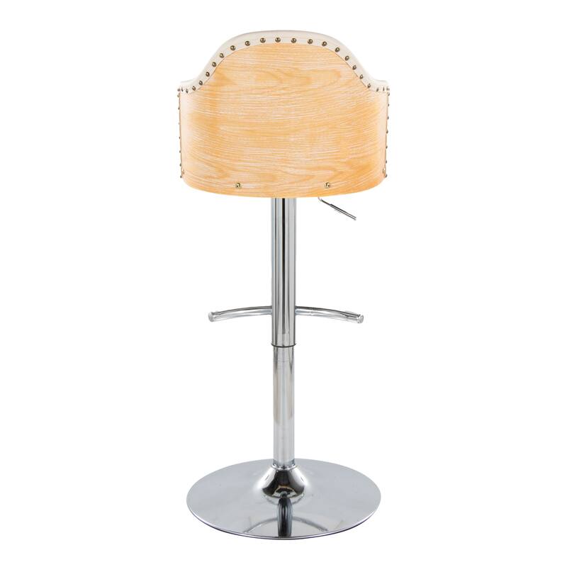 Carson Carrington Valsatra Adjustable Bar Stool with Natural Wood Back and Rounded T Footrest (Set of 2)
