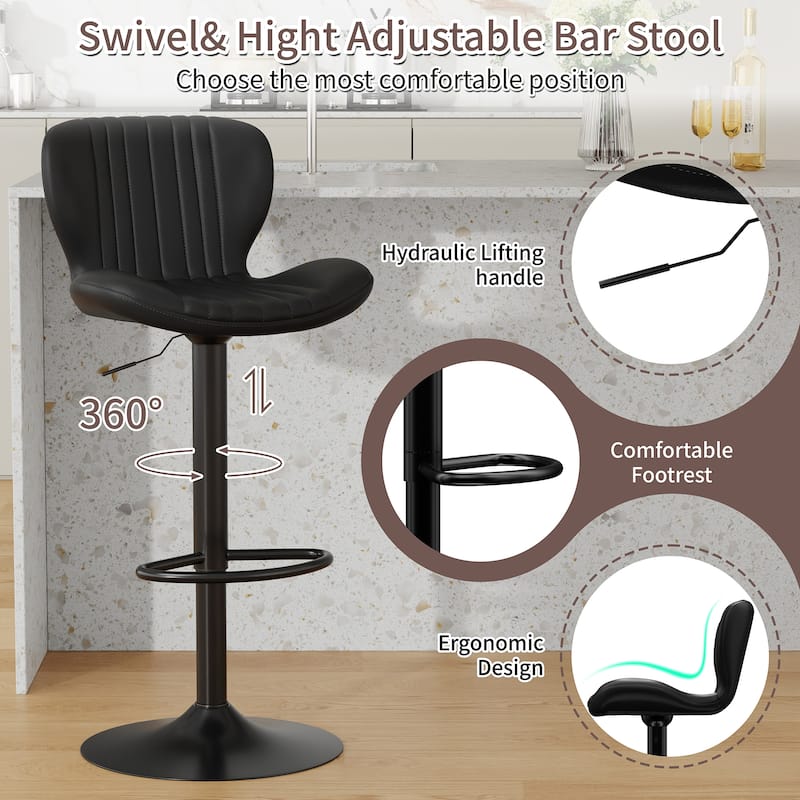 Futzca Scallop Swivel Bar Stool, Set of 2 - N/A