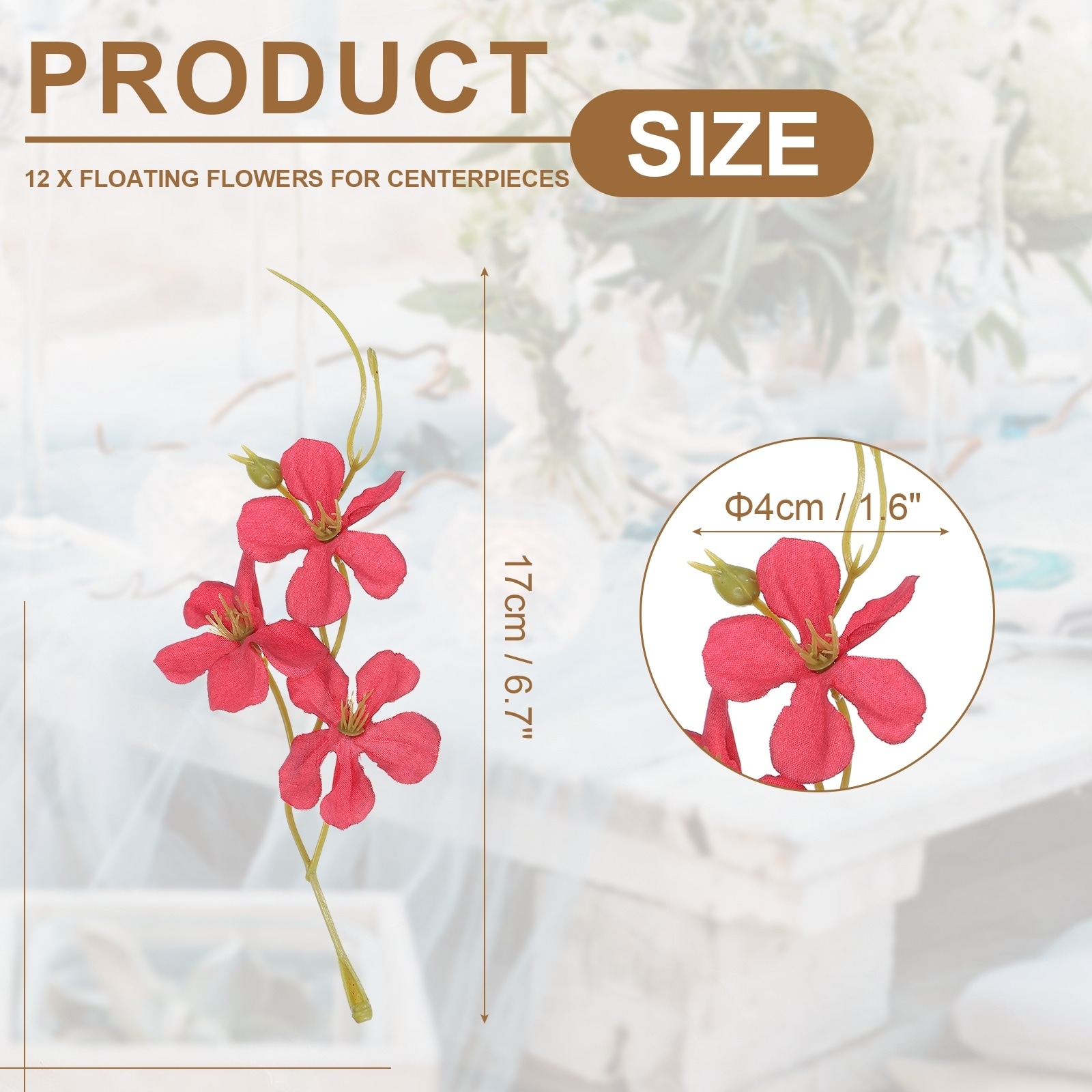 Floating Flowers for Centerpieces Wedding - 17x4cm