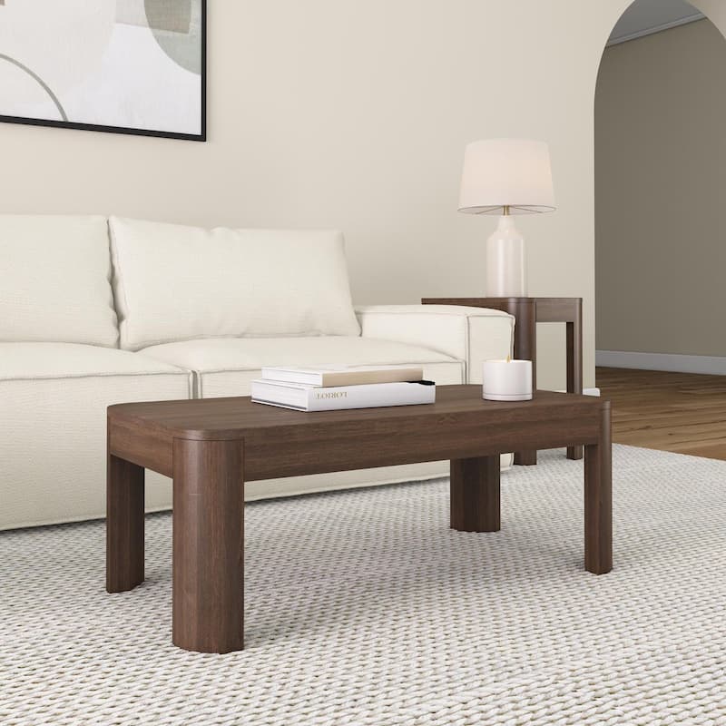 Plank and Beam Contour Rectangular Coffee Table - 40"