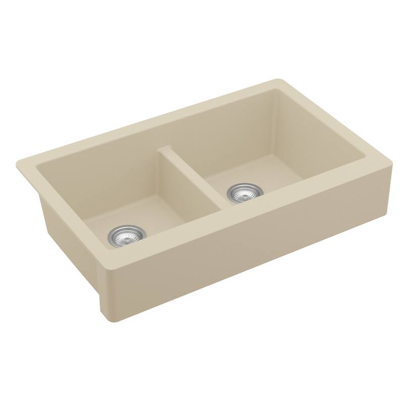 Karran Retrofit Apron Front Quartz Double Bowl Kitchen Sink