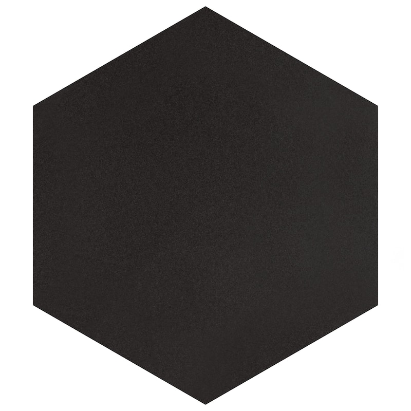 Merola Tile Textile Basic Hex Black 8-5/8" x 9-7/8" Porcelain Floor and Wall Tile
