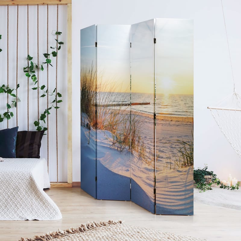 American Art Decor Double-Sided Canvas Room Divider, 4 Panels, 70" H x 63" L