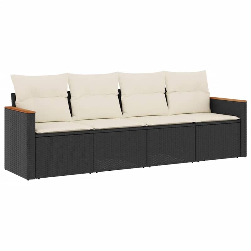 vidaXL Patio Sofa Set with Cushions Outdoor Conversation Furniture Poly Rattan