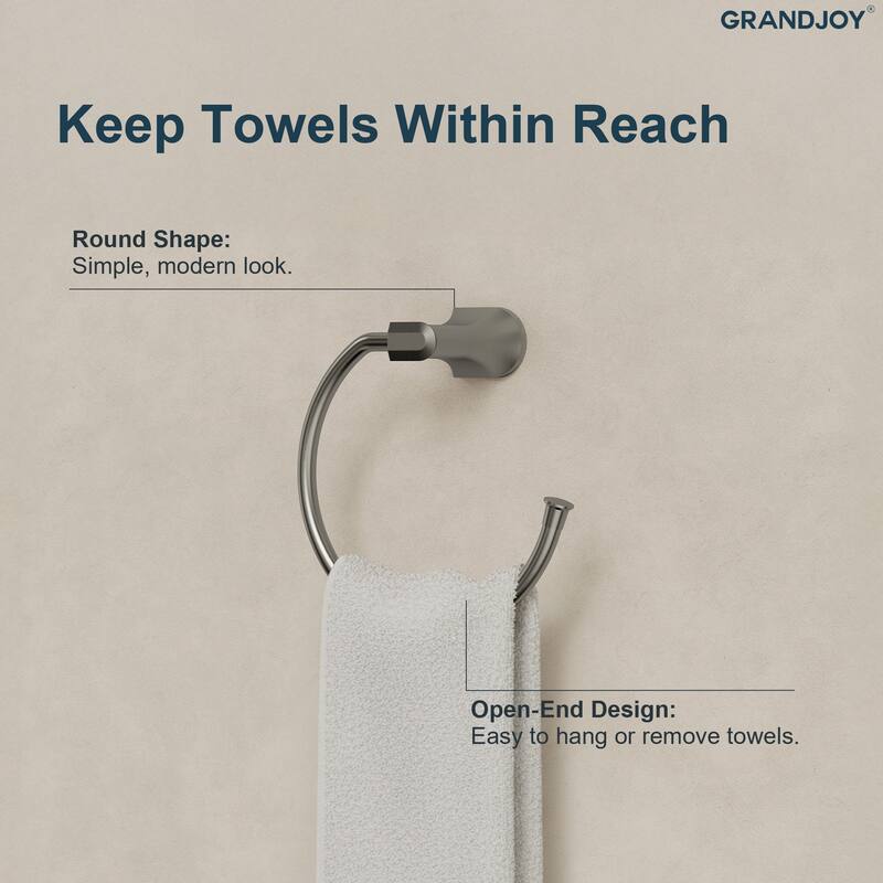 GRANDJOY 4-Piece Stainless Steel Bathroom Hardware Set with Wall Mount Double Towel Bar
