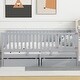 preview thumbnail 102 of 118, Roomfitters Twin Size Wood Daybed with Fence Guardrails, 2 Storage Drawers, Convertible Floor Bed, and Built-In Shelving