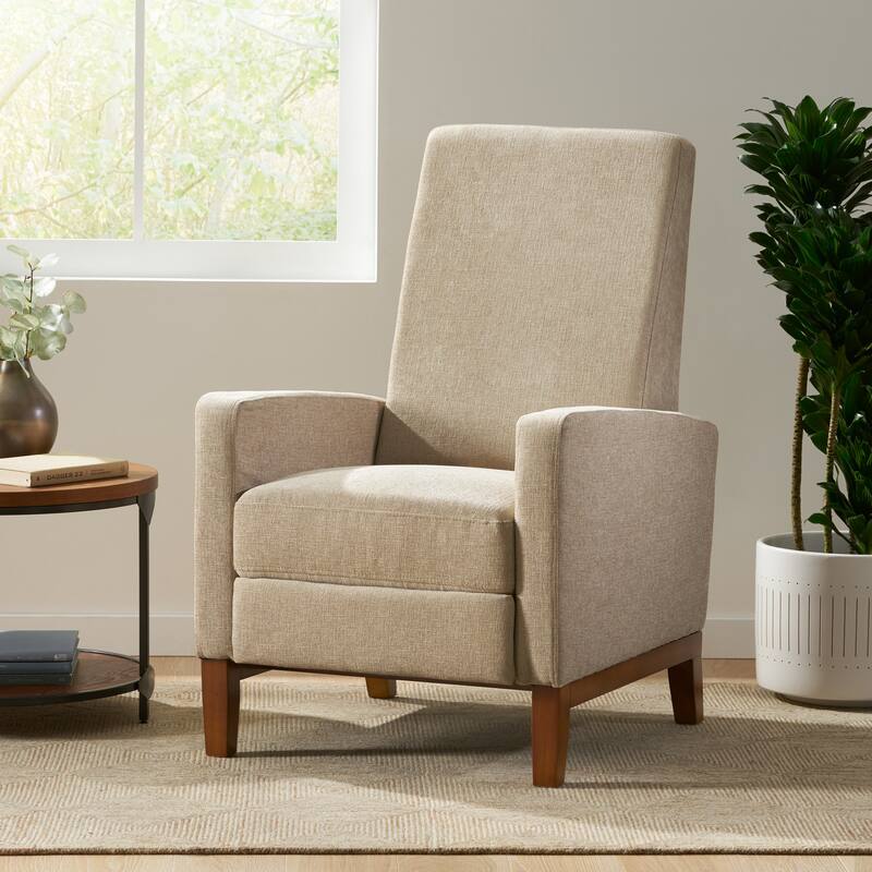 Living Room Lounge Chair, 27'' Wide Upholstered Recliner Sofa Chair with Retractable Footrest Modern Club Chair with Wood Frame - Sand