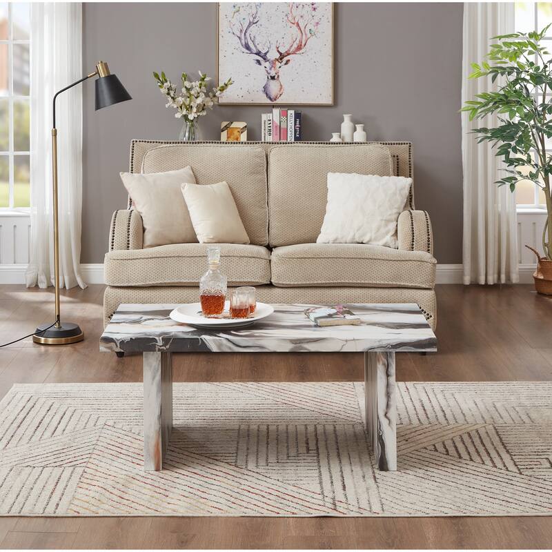 Roundhill Furniture Cavira 3-Piece Faux Marble Coffee Table Set