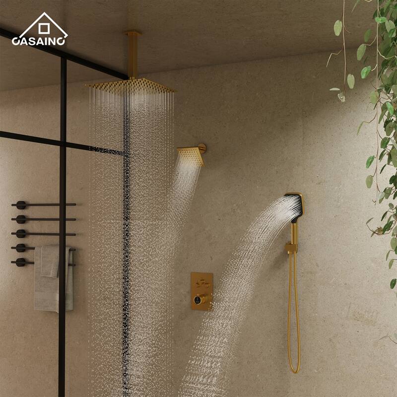 Celling 12 Inch Rainfall Shower Head 3 Function Thermostatic Shower System