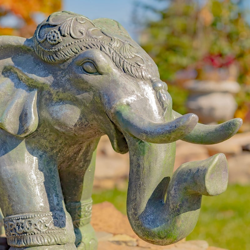 Boho Elephant Statue - 25.2"x10.6"x15.7"