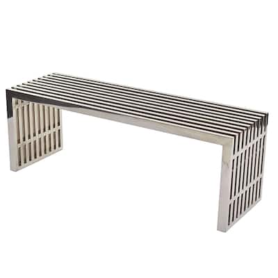 Modern Mid-Century Stainless Steel Accent Bench - 46.5"L x 15"W x 17"H
