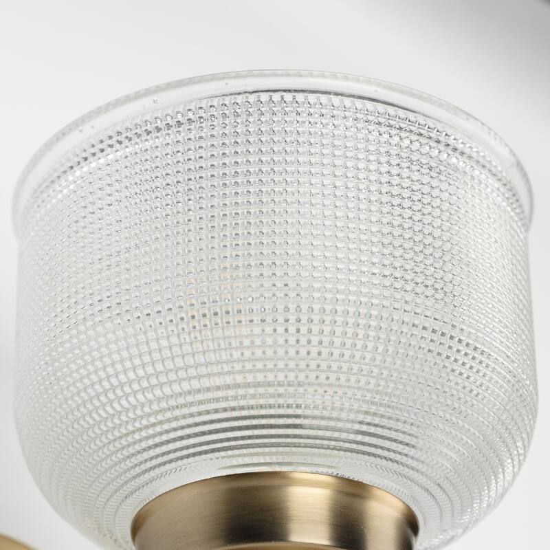 Archie Collection Two-Light Vintage Brass Clear Double Prismatic Glass Coastal Bath Vanity Light - 17 in x 7.25 in x 8.75 in