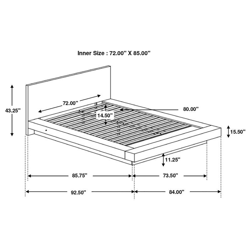 Jessica Contemporary Wood LED Platform Bed