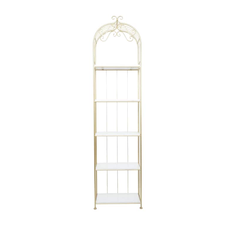 Marble Shelving Unit - Gold - Roche River Decor - 12"W x 20"L x 79"H