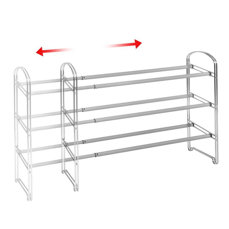 Seville Classics 3-Tier Expandable 24-Pair Non-Slip Metal Frame Shoe Storage Rack Organizer