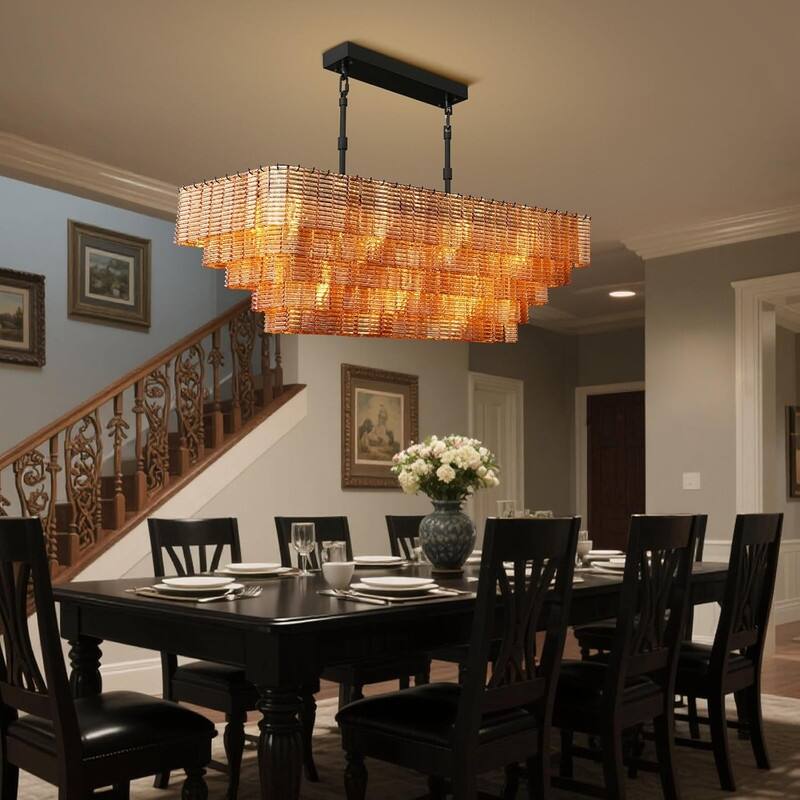 KAYLA Rectangle Ceiling Chandeliers Big Home Decoration Large Hanging Lamps for Dining Room,Pendant Lights