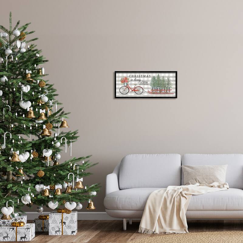 Stupell Encouraging Christmas Giving Quote Bicycle & Tree Sled Framed Wall Art - Green