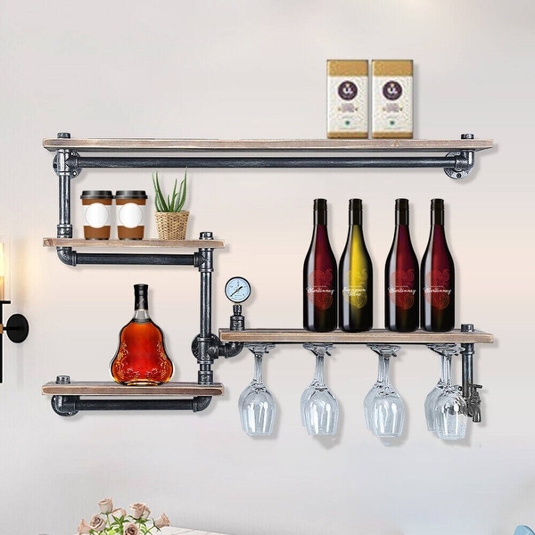 Industrial pipe shop wine rack