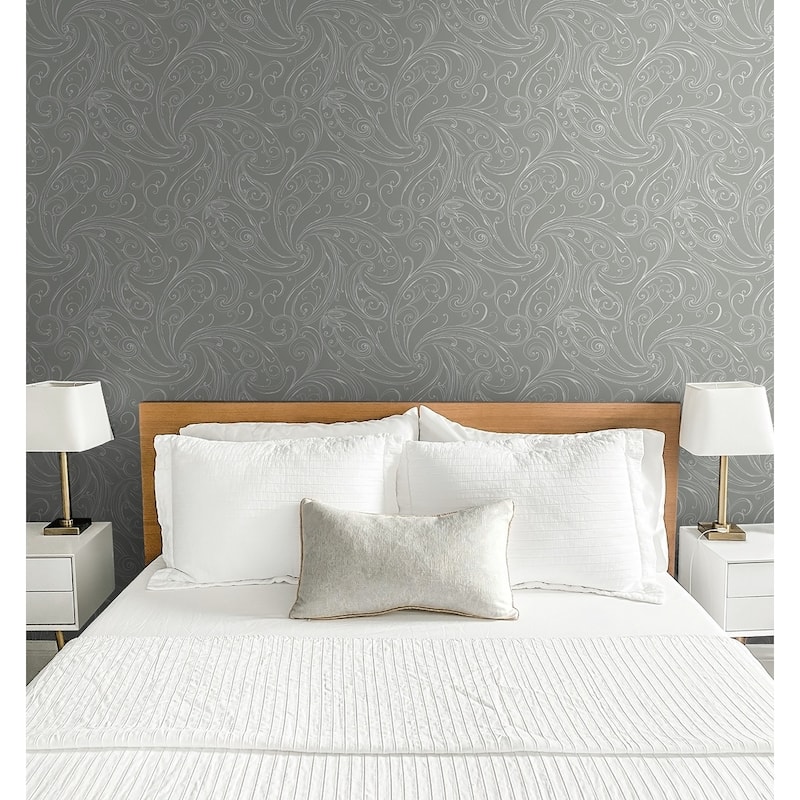 Seabrook Designs Linnet Paisley Scrolls Unpasted Wallpaper