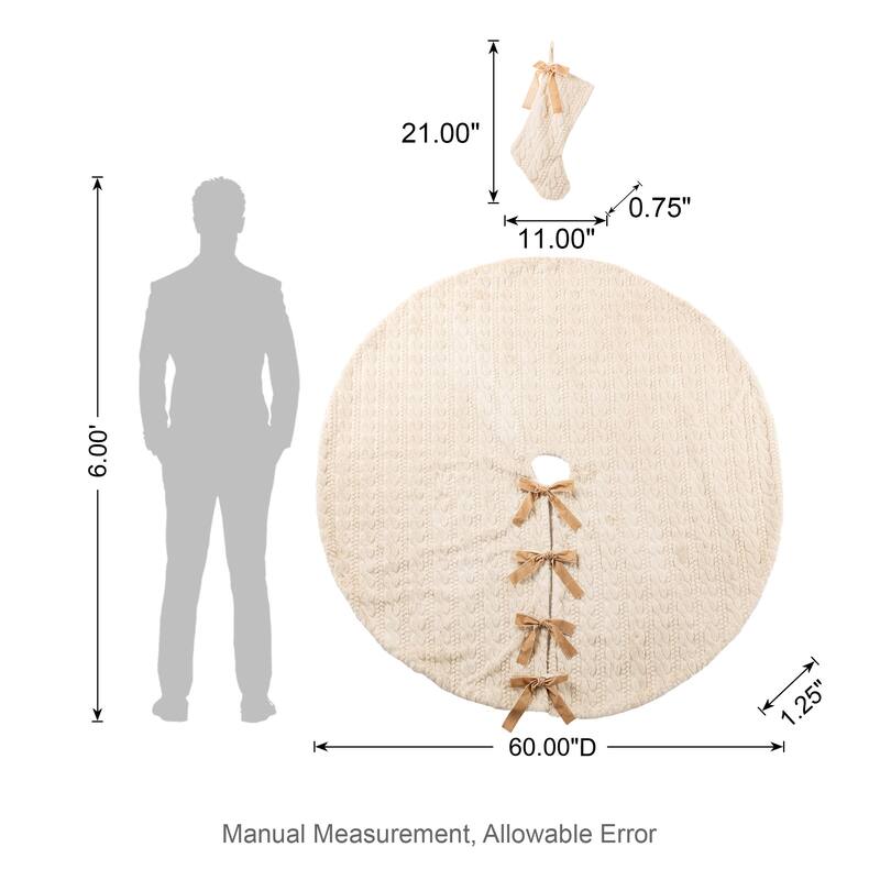 Glitzhome Set of 2 or 3 Faux Fur 48"D/60"D Tree Skirt & Christmas Stocking Decorations