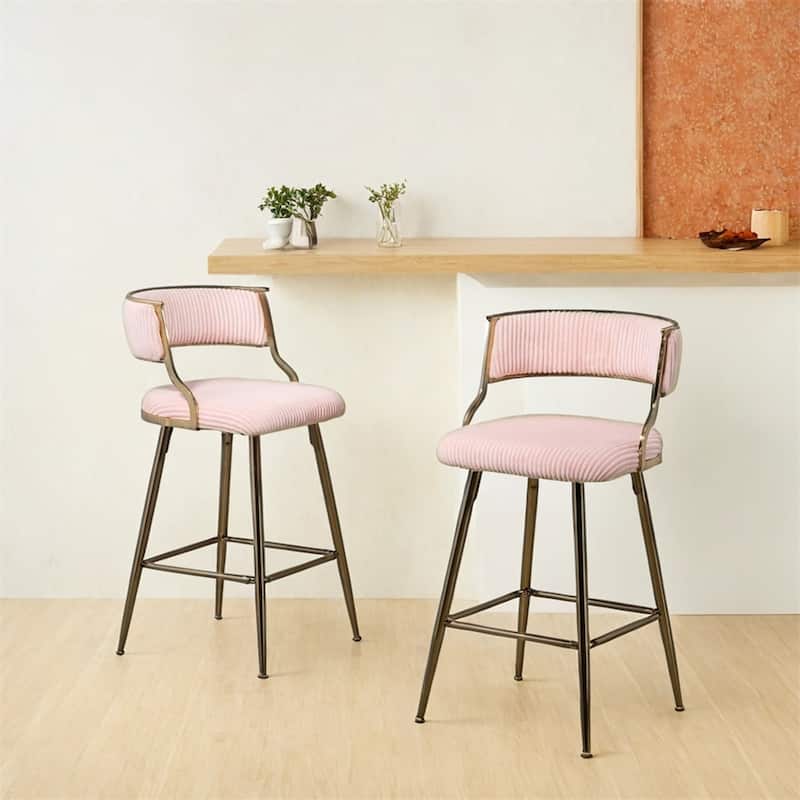 26'' Counter Height Bar Stools Corduroy Kitchen Island (Set of 2)