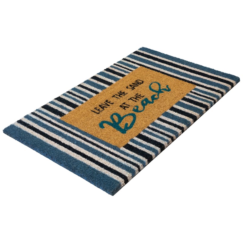 Natural Coir Leave the Sand at the Beach Striped Outdoor Doormat - 18" x 30"