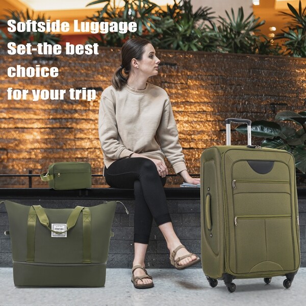 Lightweight Expandable Luggage Set with TSA Lock, Duffel Bag & 4