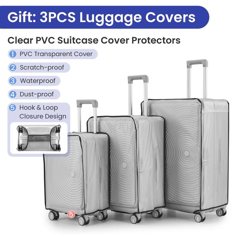 Luggage Sets 3 Piece(20/24/28), Expandable Carry On Luggage with TSA Lock Airline Approved, 100% PC Hard Shell
