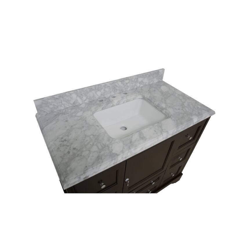 KitchenBathCollection Madison 42" Bathroom Vanity with Carrara Marble Top