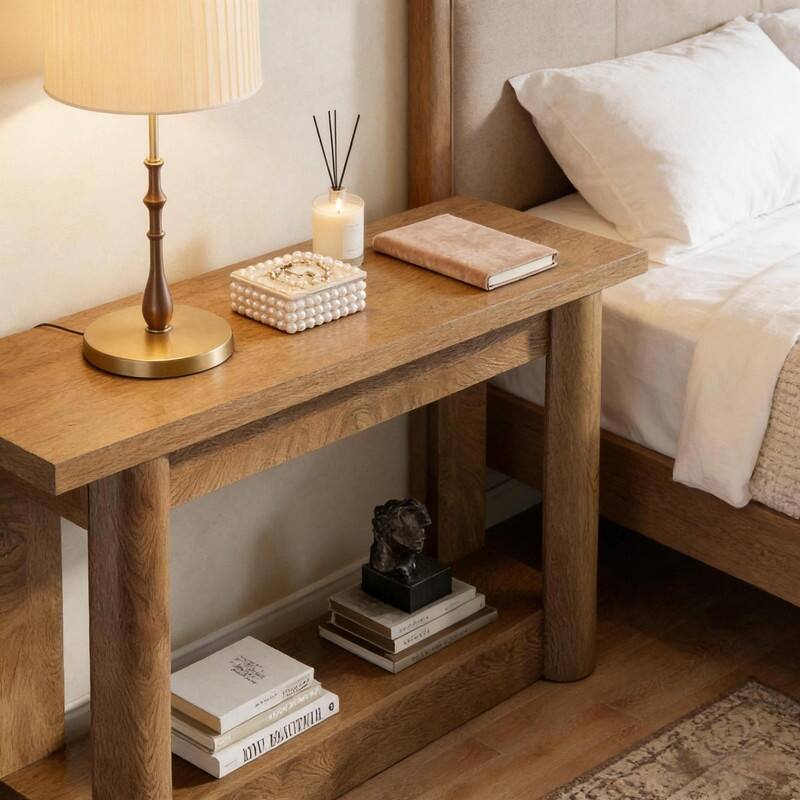 63" Farmhouse Console Table with Lower Shelf