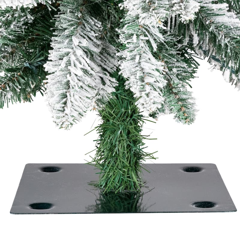 Pre-Lit Pencil Flocked Alpine Artificial Christmas Tree - 5' - Clear Lights - 5 Foot