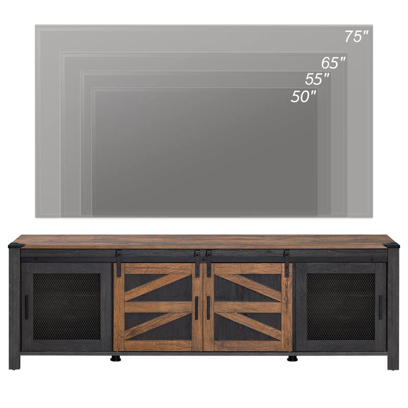 Sliding Barn Door TV Stand Cabinet, Entertainment Center for 75" TV