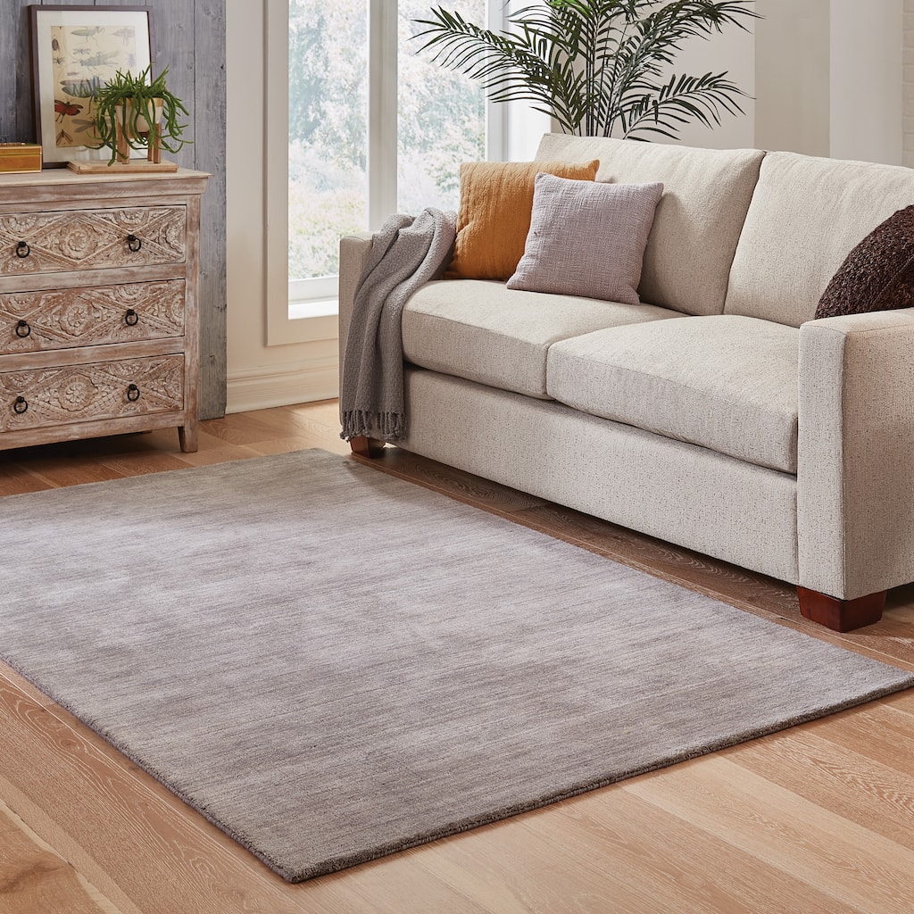 Style Haven Heathered Solid Hand-crafted Plush Wool Area Rug