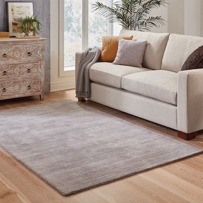Heathered Solid Hand-crafted Plush Wool Area Rug