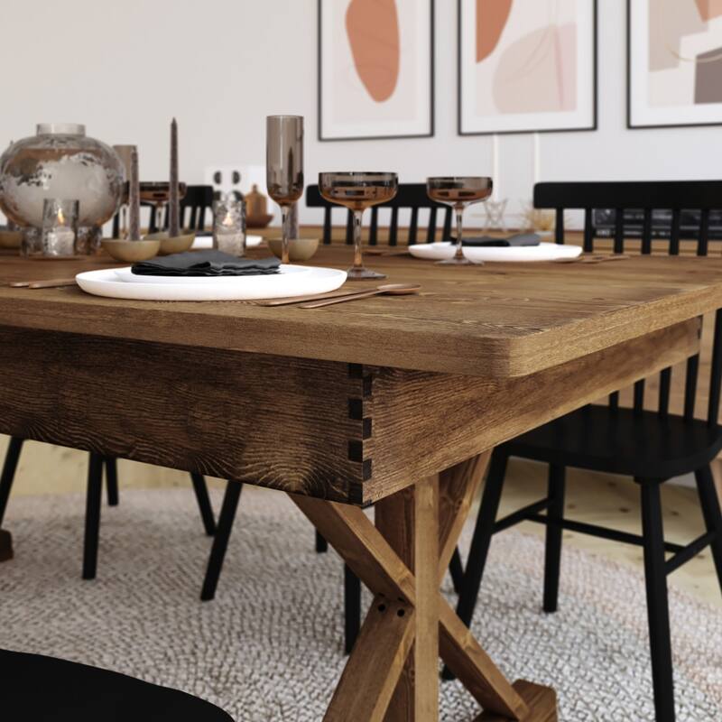 9' x 40" Rectangular Antique Rustic Solid Pine Folding Dining Table
