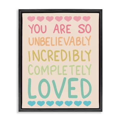 Stupell Completely Loved with Hearts Framed Floater Canvas Wall Art Design By Sweet Melody Designs