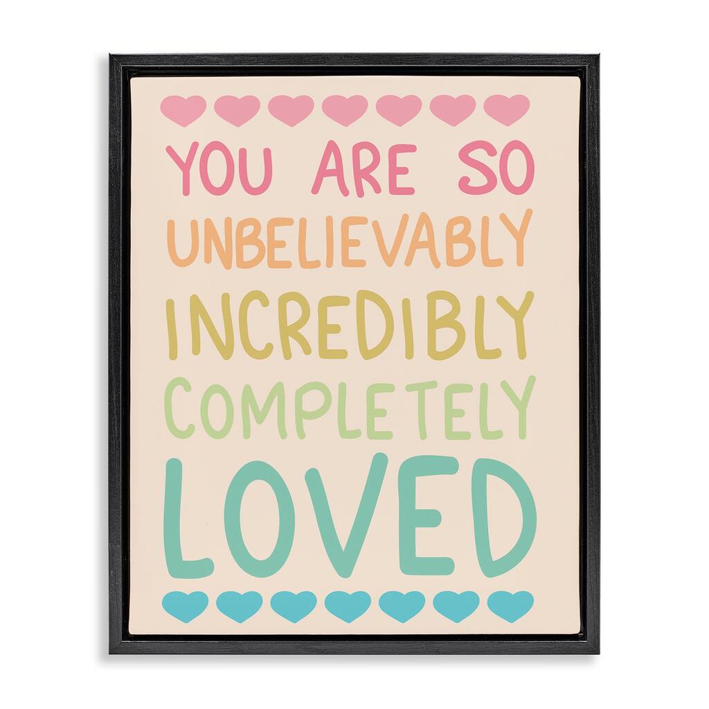 Stupell Completely Loved with Hearts Framed Floater Canvas Wall Art Design By Sweet Melody Designs