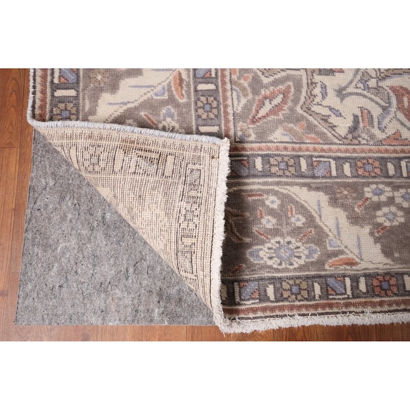 Beige Tabriz Vintage Persian Area Rug Handmade Wool Carpet - 9'6" x 12'7"