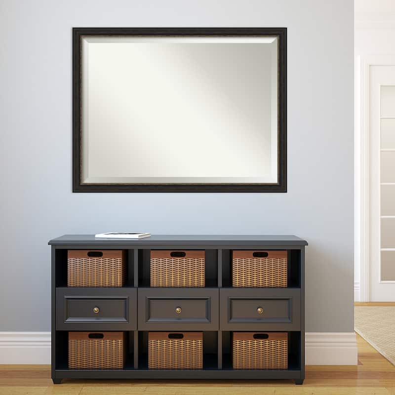 Beveled Bathroom Wall Mirror - Accent Bronze Narrow Frame