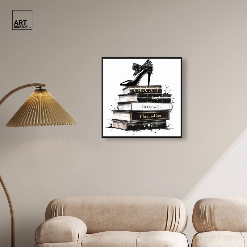 Inky Book Stack Canvas by Art Remedy