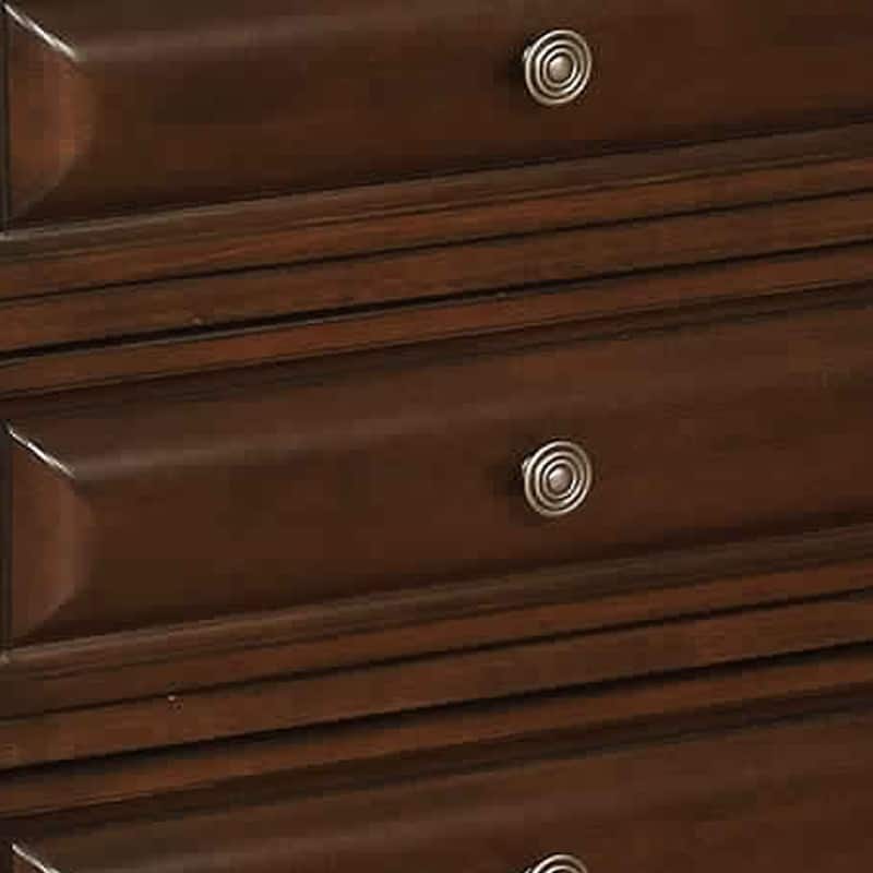 Wooden Night Stand With 3 Drawers In Cherry Brown