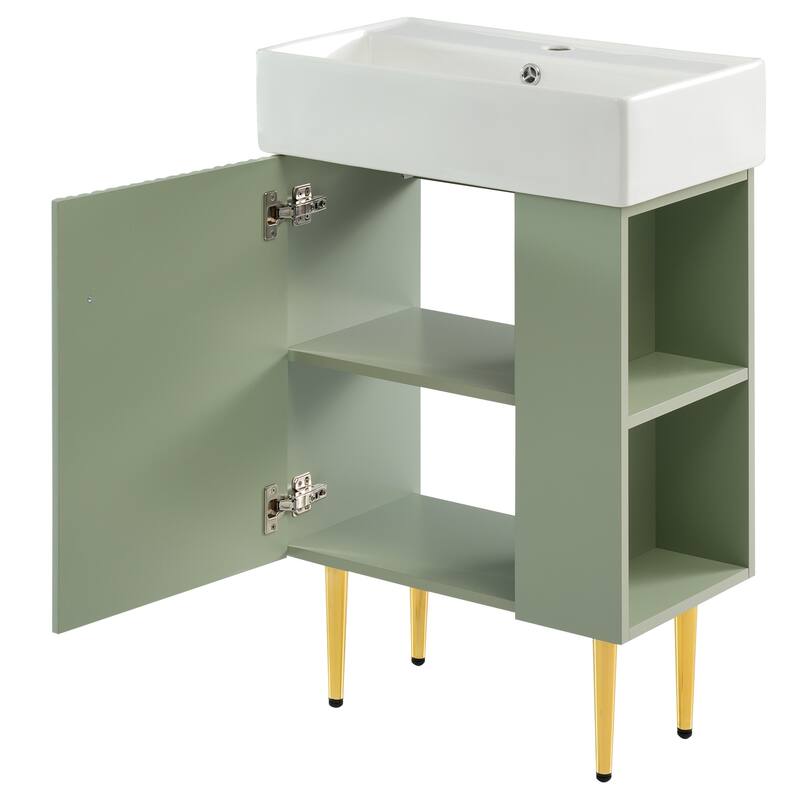 Compact Wave-Textured Bathroom Vanity with Side Open Storage