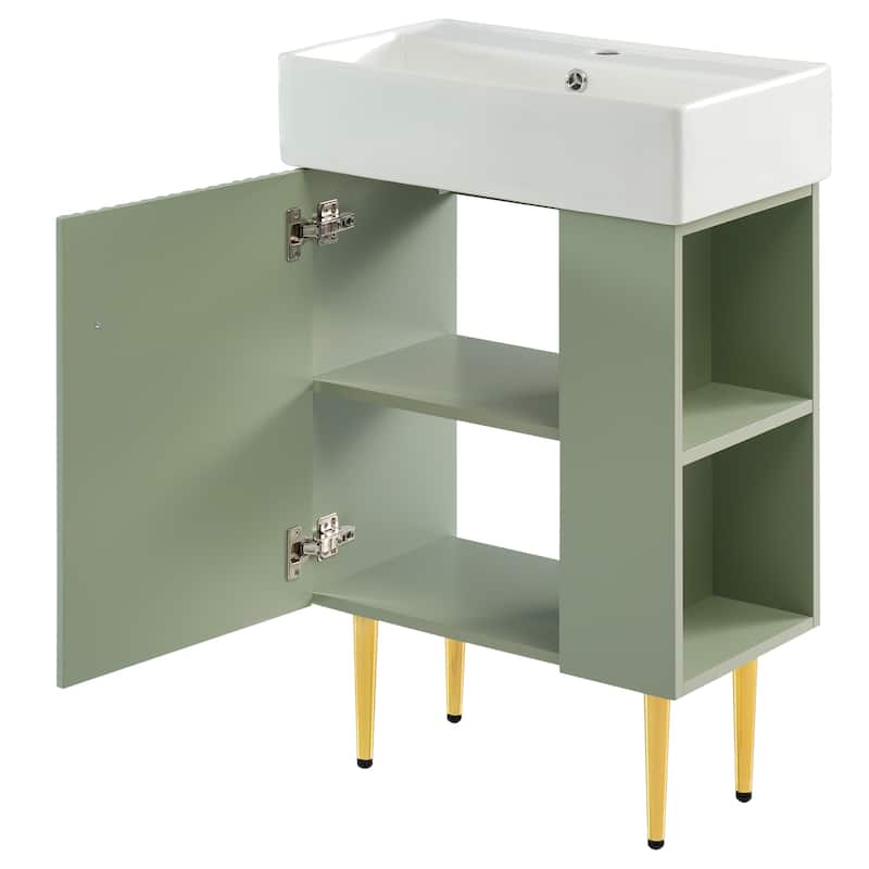 GDFStudio - Modern 21.6" Freestanding Bathroom Vanity Cabinet with Open Side Storage (CABINET ONLY)