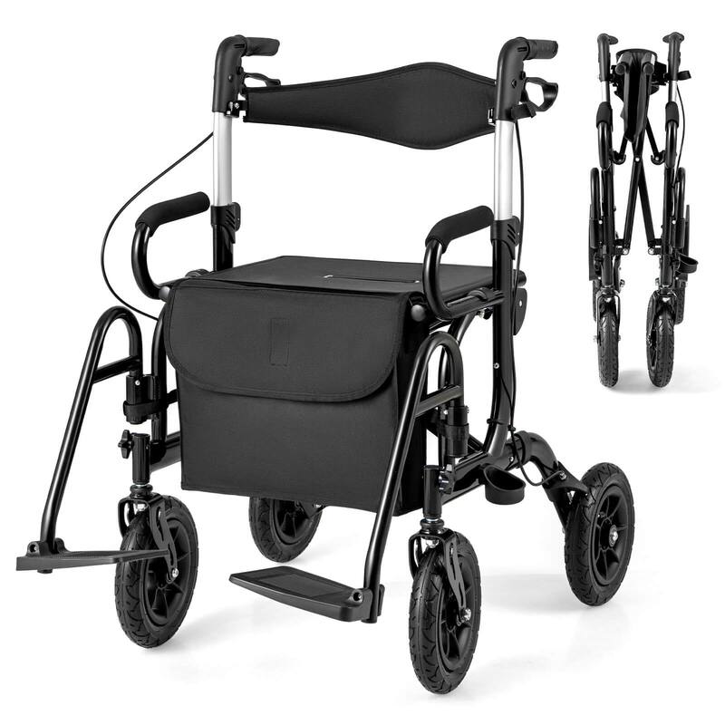 Goplus 2-in-1 Rollator Walker for Seniors with Seat 9" Pneumatic Tires - See Details