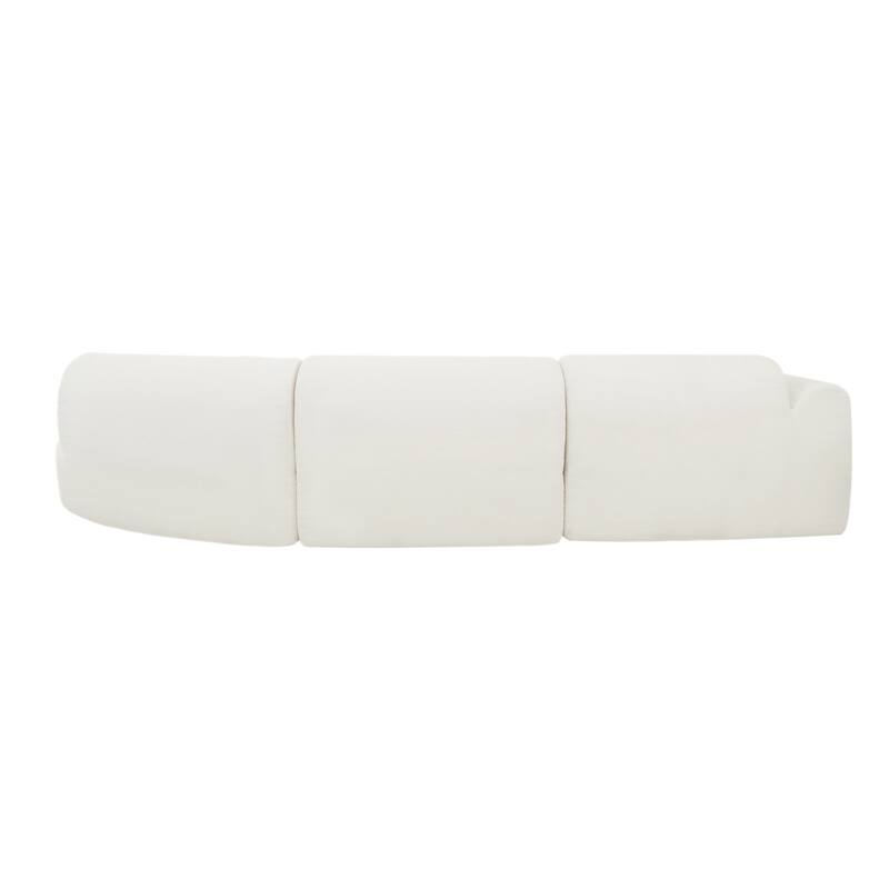 140" Polyester Curved Sectional Sofa - 3-Piece Set with Chaise Lounge (High-Density Foam, Fully Assembled)