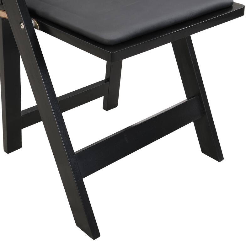 4 Piece Folding Solid Wood PU Leather Kitchen Dining Chair with Backrest Cushion for Dining Room Kitchen Living Room Bedroom