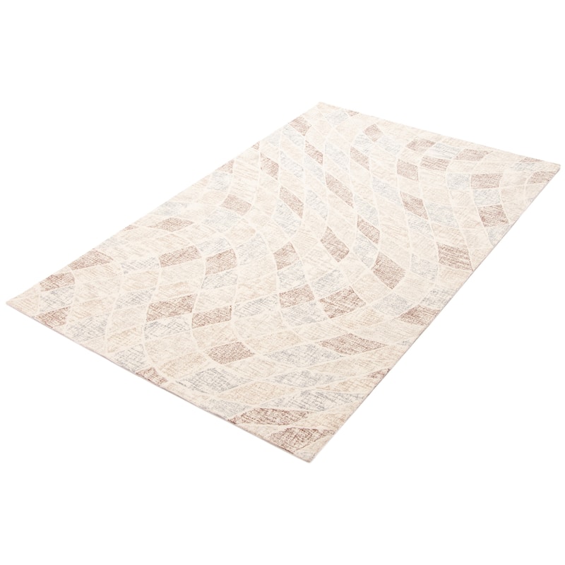 ECARPETGALLERY Hand Tufted Timeless Cream Wool Rug - 5'1 x 8'0