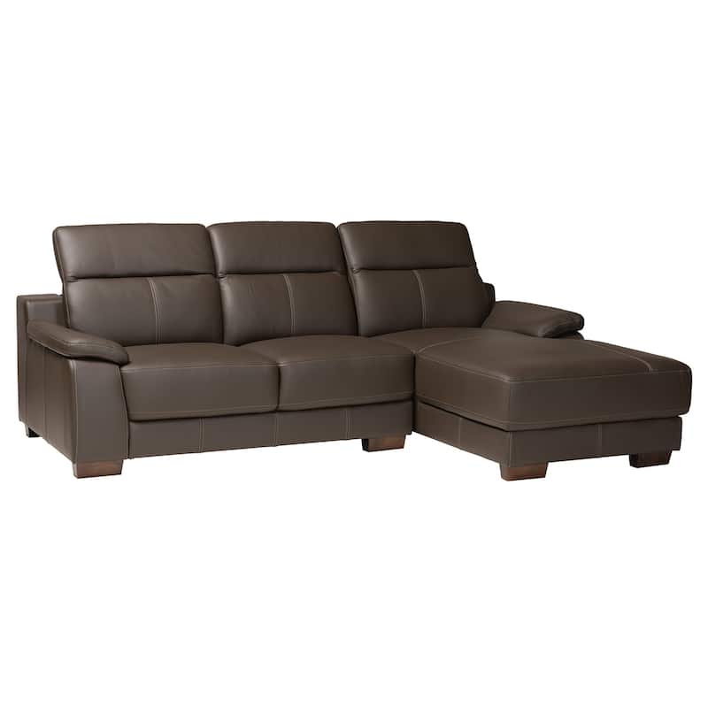 Reverie Modern Full Leather Sectional Sofa with Right Facing Chaise
