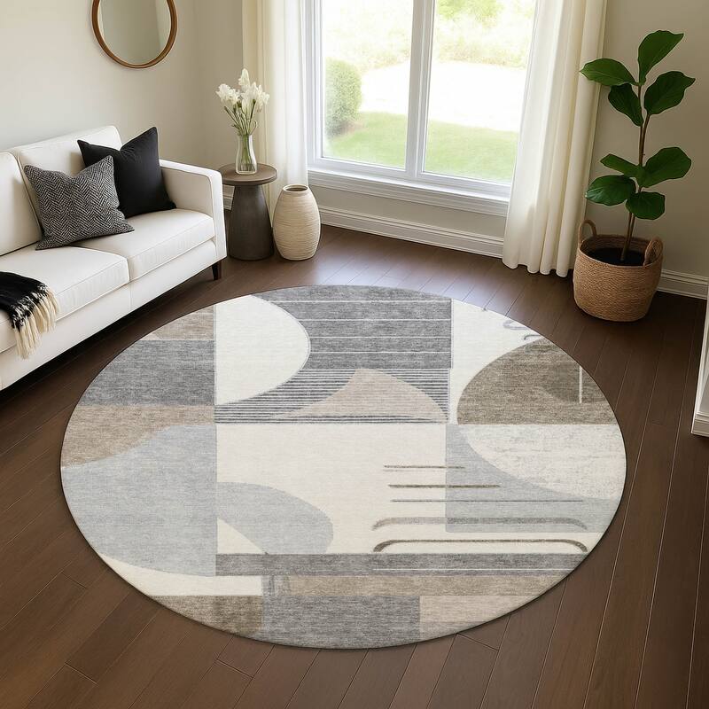 Premium Washable Super Soft Contemporary Mayfield Rug - Taupe - 8' x 8'